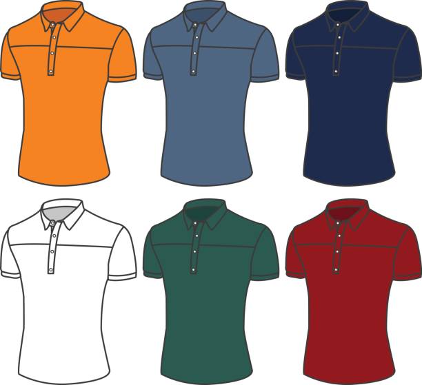 istock Vector men's polo t-shirts on a white background. Hand drawn outline vector set illustration. 814461900