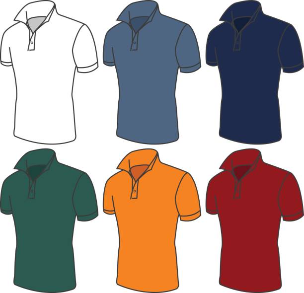 istock Vector men's clothes. Polo t-shirts on a white background. Hand drawn outline vector illustration. 814461954