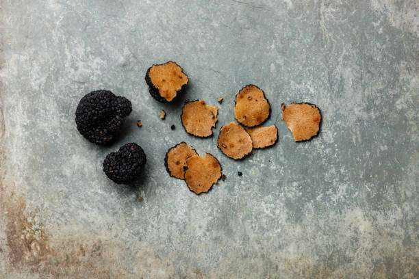 Sliced Black truffle stock photo