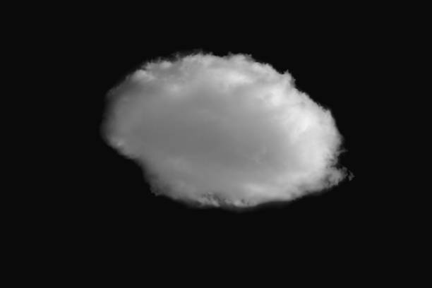 istock White cloud shape isolated on black background. Sky icon,label, symbol. Design element. 814471376