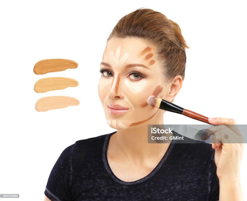 Contouring. Contour and highlight makeup. Make-Up Stock Photo