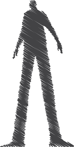Shadowy dark figure vector sketchy illustration.
