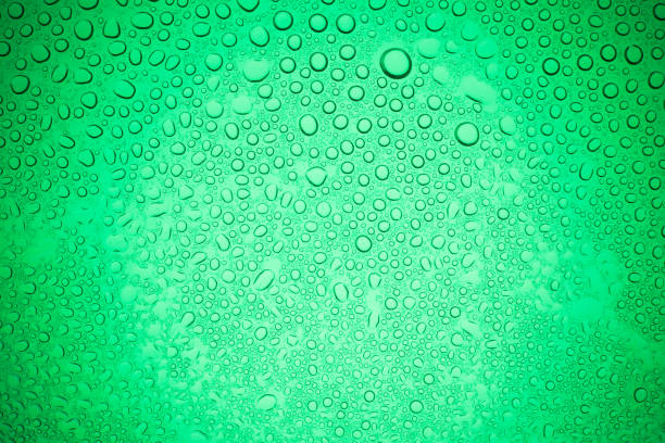 istock Rain droplets on green glass background, Water drops on glass. 814484172
