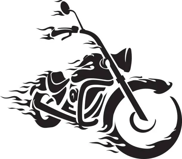 Vector illustration of Bike Chopper Ride Flames