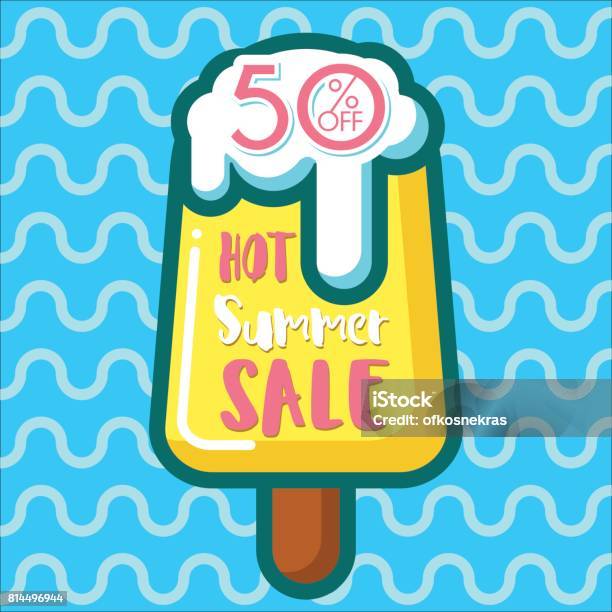 Discount Voucher With Texthot Summer Sale And Icecream2 Stock Illustration - Download Image Now