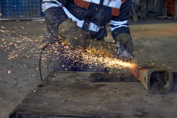 istock Metal grinding on steel spare part in workshop 814499182