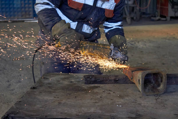 istock Metal grinding on steel spare part in workshop 814501246