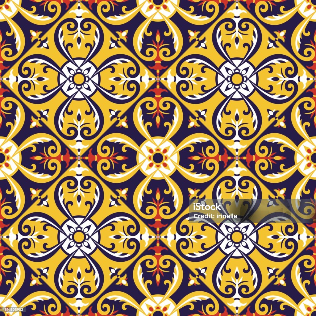 Pattern Tile Italy Italian Tiles Pattern Vector Stock Illustration - Download Image Now ...