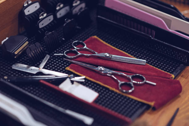 istock Close up of professional hairdressing instruments 814505904