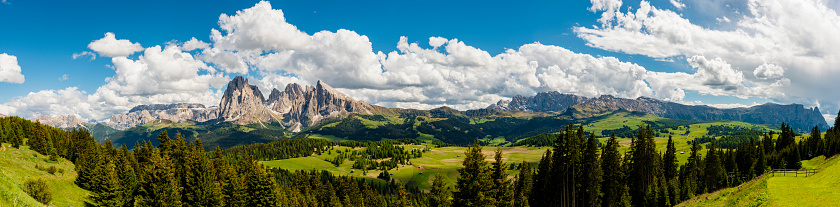 panoramic view of Alpe di Siusi in Trentino Alto Adige