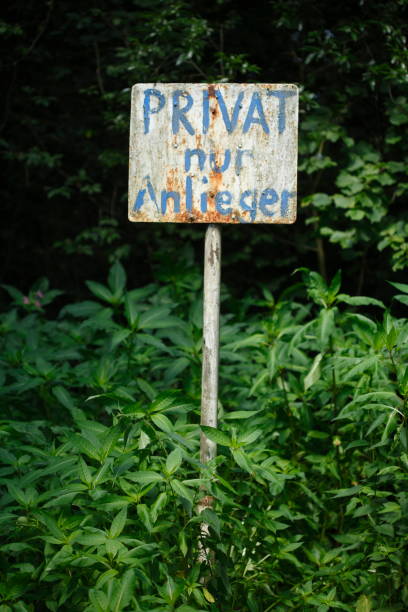 istock Old, rotten sign Private only residents 814519036