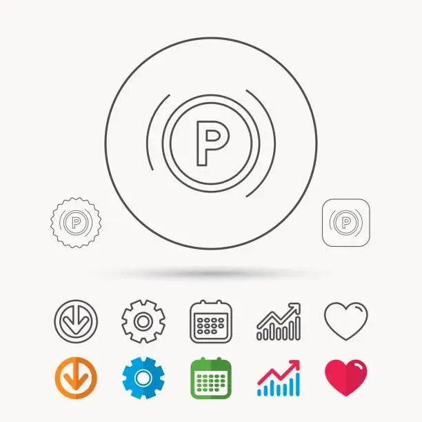 Vector illustration of Parking icon. Dashboard sign.