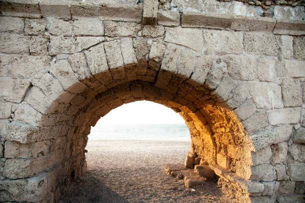 istock Roman aqueduct in Caesarea. Israel. 814524838