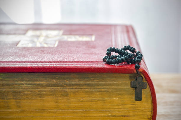 Catholic rosary beads and bible