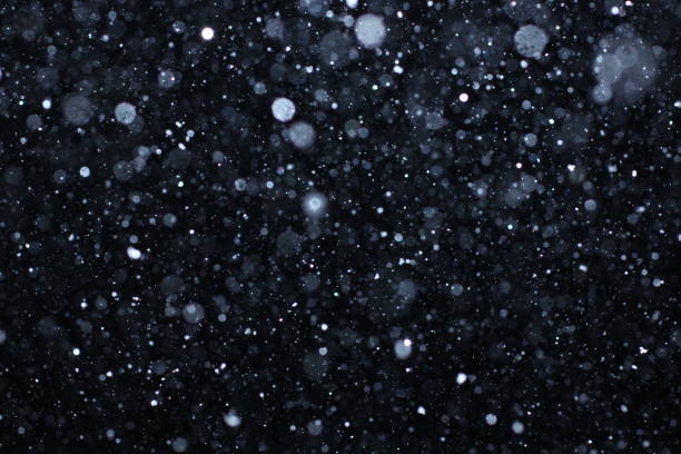 istock Snowstorm texture. Bokeh lights and Falling snow on a black background 814527906