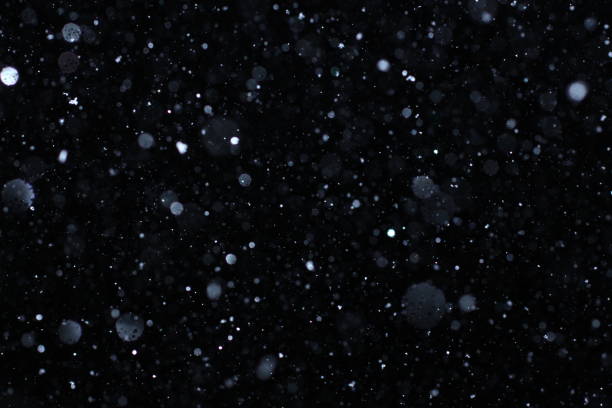 istock Snowstorm texture. Bokeh lights and Falling snow on a black background 814527966