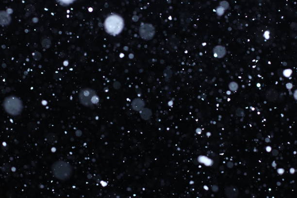 istock Snowstorm texture. Bokeh lights and Falling snow on a black background 814528196