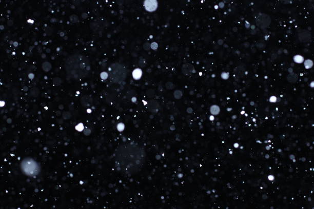 istock Snowstorm texture. Bokeh lights and Falling snow on a black background 814528266