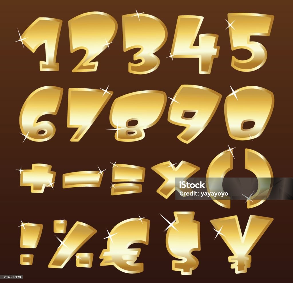 Text Numbers Gold Gold Numbers Stock Illustration - Download Image Now - Alphabet, Art ...