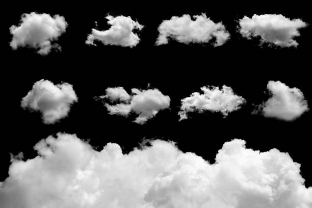 istock Set of isolated clouds on black 814551134