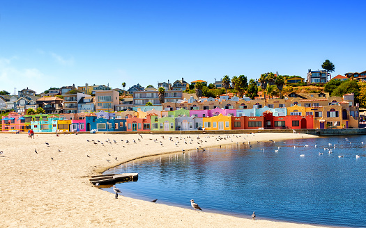 View of picturesque colorful seaside village in Capitola, California