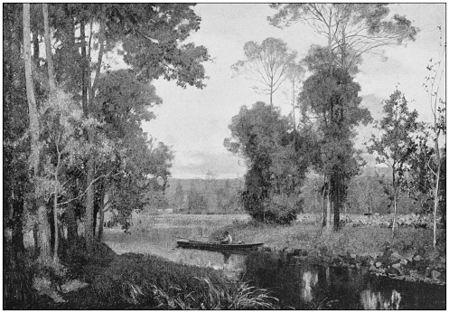 Antique dotprinted photo of paintings: Landscape