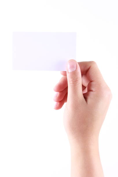 istock Female hand holding blank business card 814566540