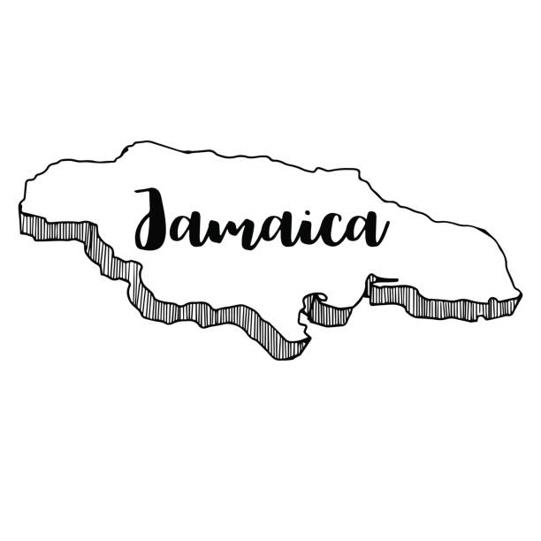 Hand drawn of Jamaica map, vector illustration Hand drawn of Jamaica map, vector illustration jamaica map island illustration and painting stock illustrations