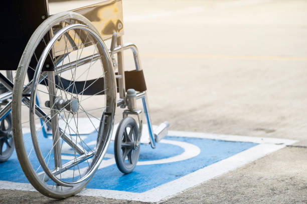 istock Pavement handicap symbol and wheelchair 814572106