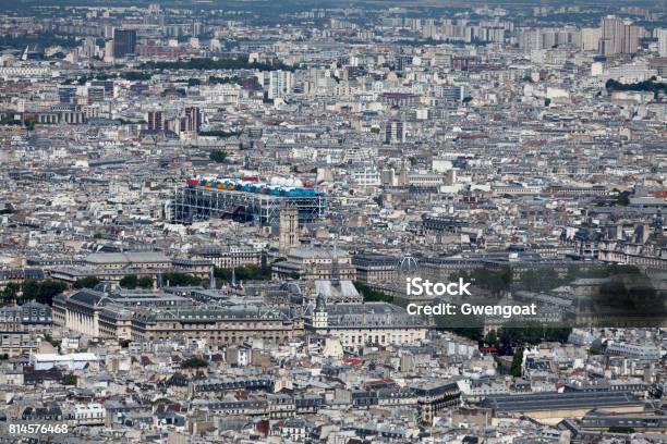 Aerial View Of Paris Stock Photo - Download Image Now - Pompidou Center, Aerial View, Capital Cities