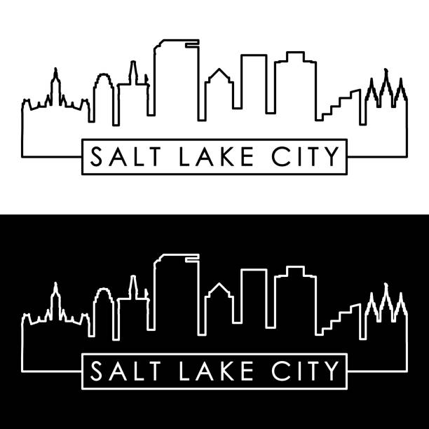 illustrazioni stock, clip art, cartoni animati e icone di tendenza di skyline di salt lake city. stile lineare. file vettoriale modificabile. - salt lake city illustrations