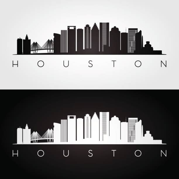 Houston USA skyline and landmarks silhouette, black and white design, vector illustration. Houston USA skyline and landmarks silhouette, black and white design, vector illustration. houston skyline stock illustrations