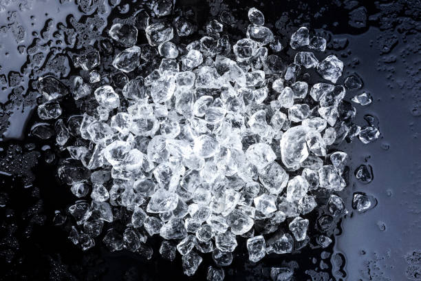 istock Crushed ice on black background. Top view 814593860