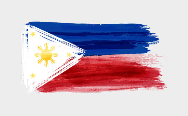 szczotkowana flaga filipin - philippines flag vector illustration and painting stock illustrations