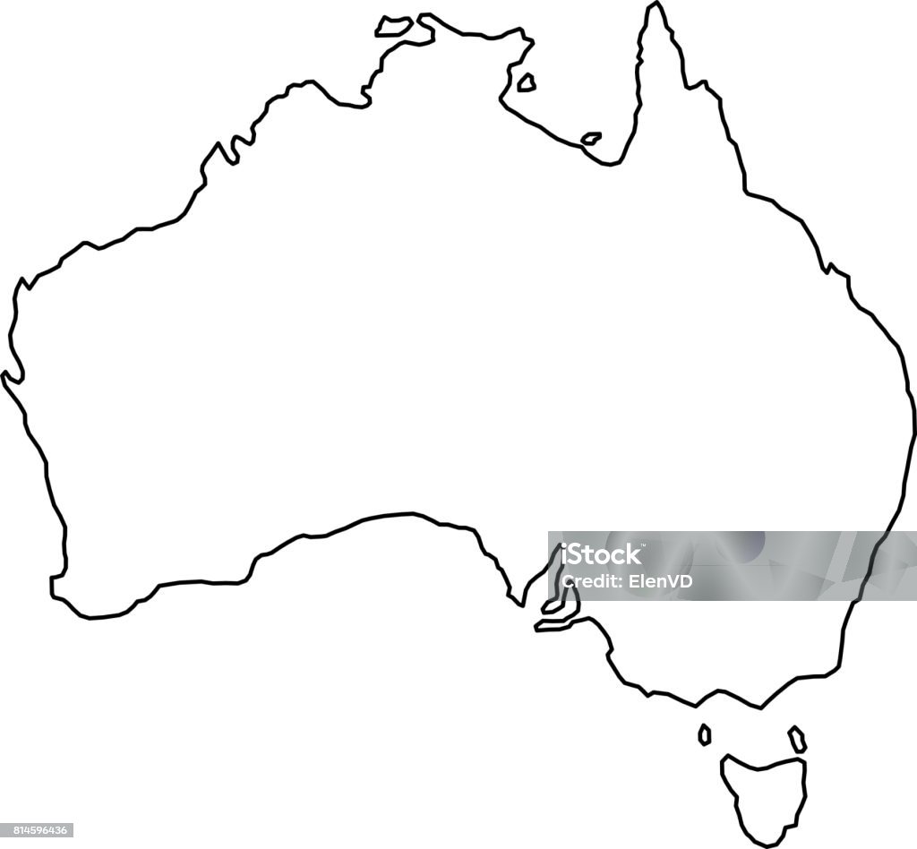 Australia map of black contour curves of vector illustration Australia stock vector