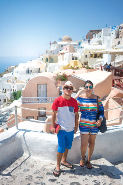 Mother and son in Santorini