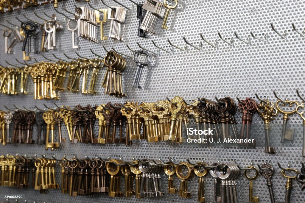 Keyboard with key copies in a shop Keyboard with key copies in a shop, close up Germany Stock Photo