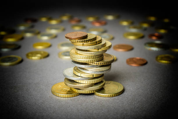 istock Coins stacked on each other in different positions. Money concept. 814622552