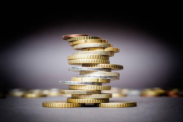 istock Coins stacked on each other in different positions. Money concept. 814622558