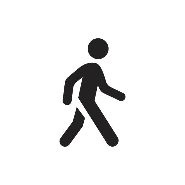 ilustrações, clipart, desenhos animados e ícones de ícone de vetor de homem ambulante. as pessoas andam ilustração de sinal. - pedestrian walkway