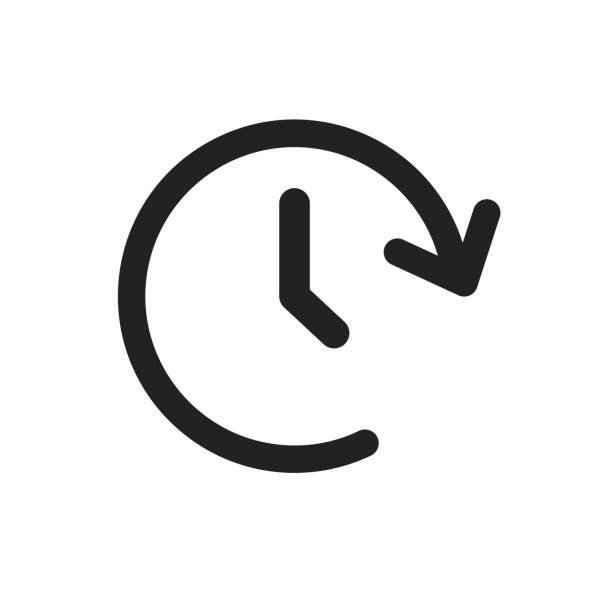 Clock tome vector icon. Timer 24 hours sign illustration. Clock tome vector icon. Timer 24 hours sign illustration. back to front stock illustrations