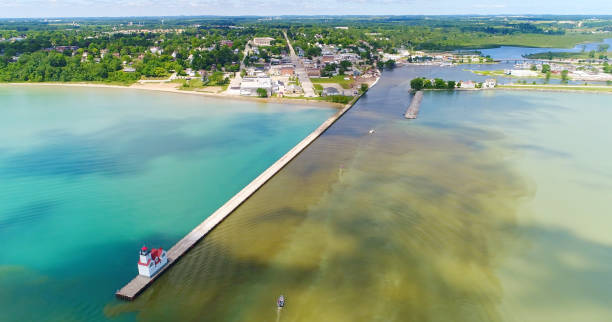 istock Splendid effects of sunlight and shadow on harbor and lake 814641358