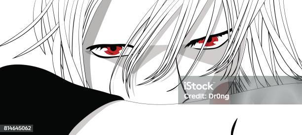 Vetores de Olhos De Anime Olhos Vermelhos Sobre Fundo Branco Rosto