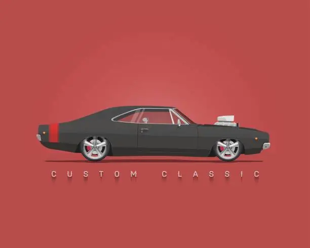 Vector illustration of American classic muscle car. High detailed vector illustration.