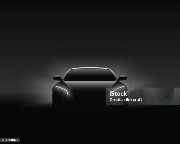 Front View Dark Concept Car Silhouette Realistic Vector Illustration Stock Illustration - Download Image Now