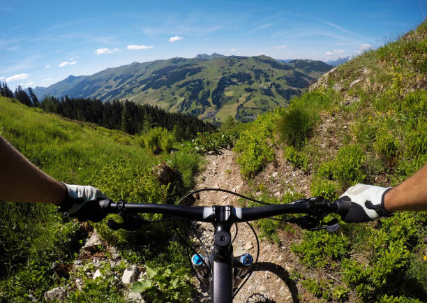istock Looking at a view from mountainbike 814663742