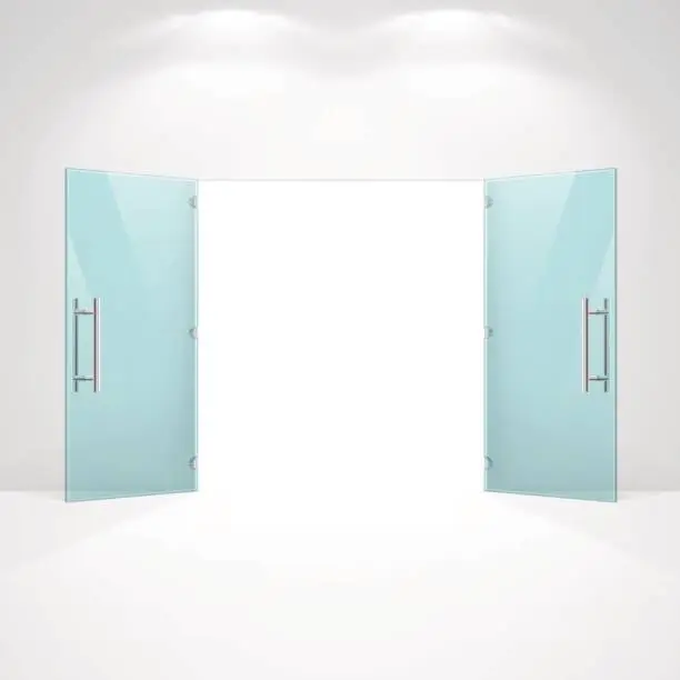 Vector illustration of Open Glass Doors