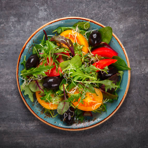 istock Fresh Green mix Salad with Vegetables, Tomatoes and Microgreen 814672706