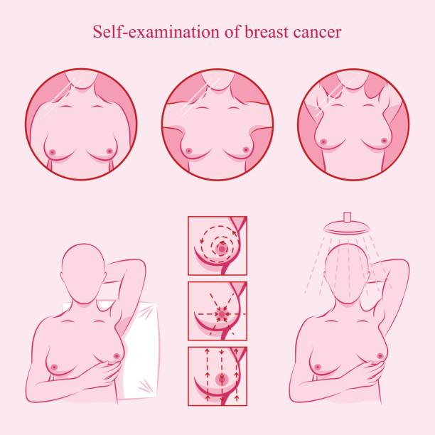 самообукацией рака молочной железы. - осведомленность о раке молочной железы иллюстрации stock illustrations