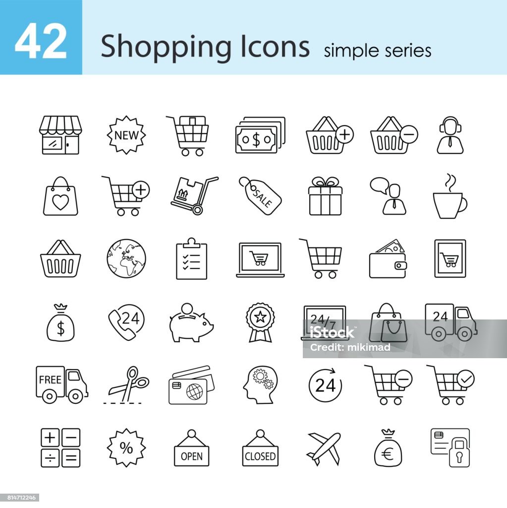 Shopping icon set Vector shopping icon set. Simple series Icon Symbol stock vector